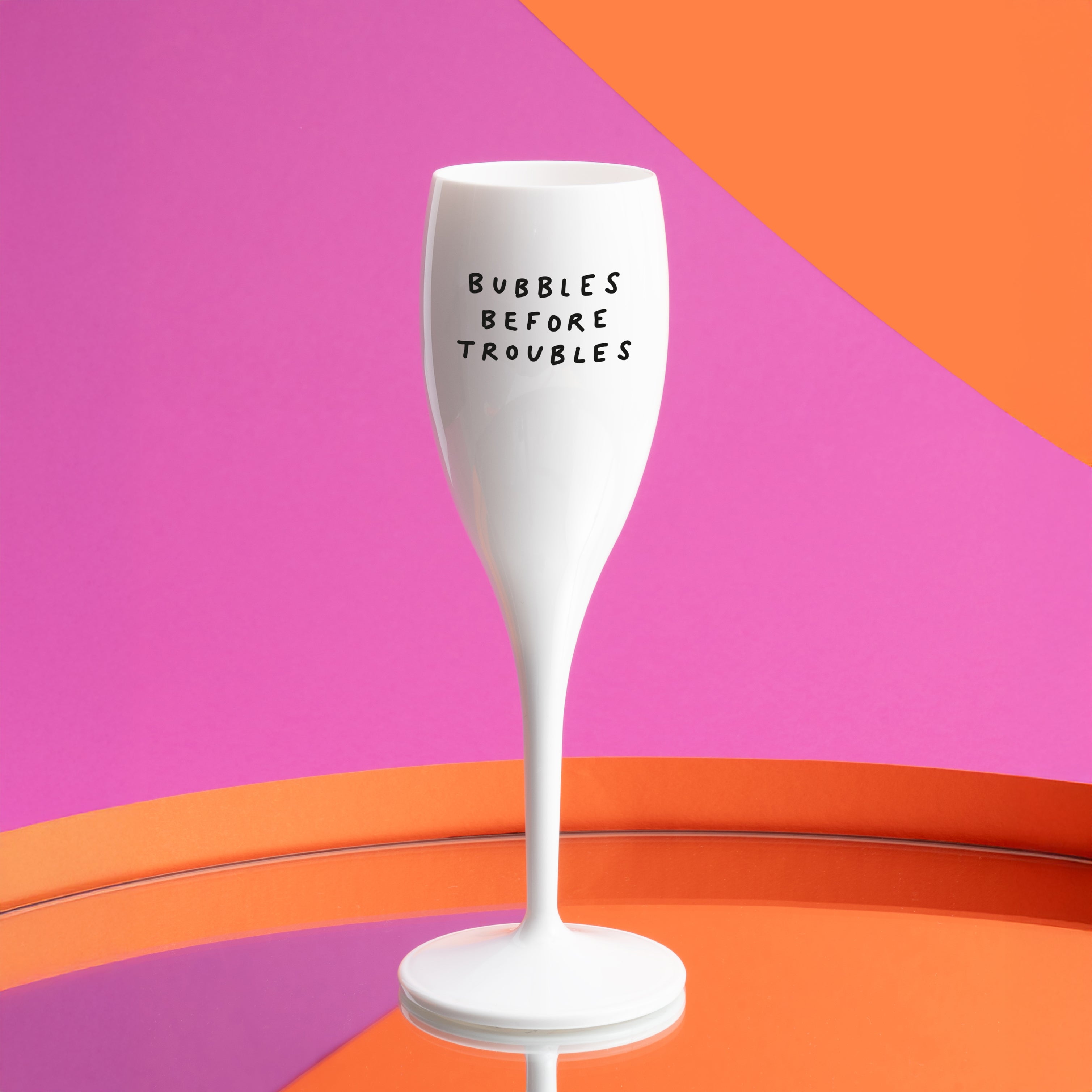 Glas mit Druck CHEERS No. 1 BUBBLES BEFORE TROUBLES