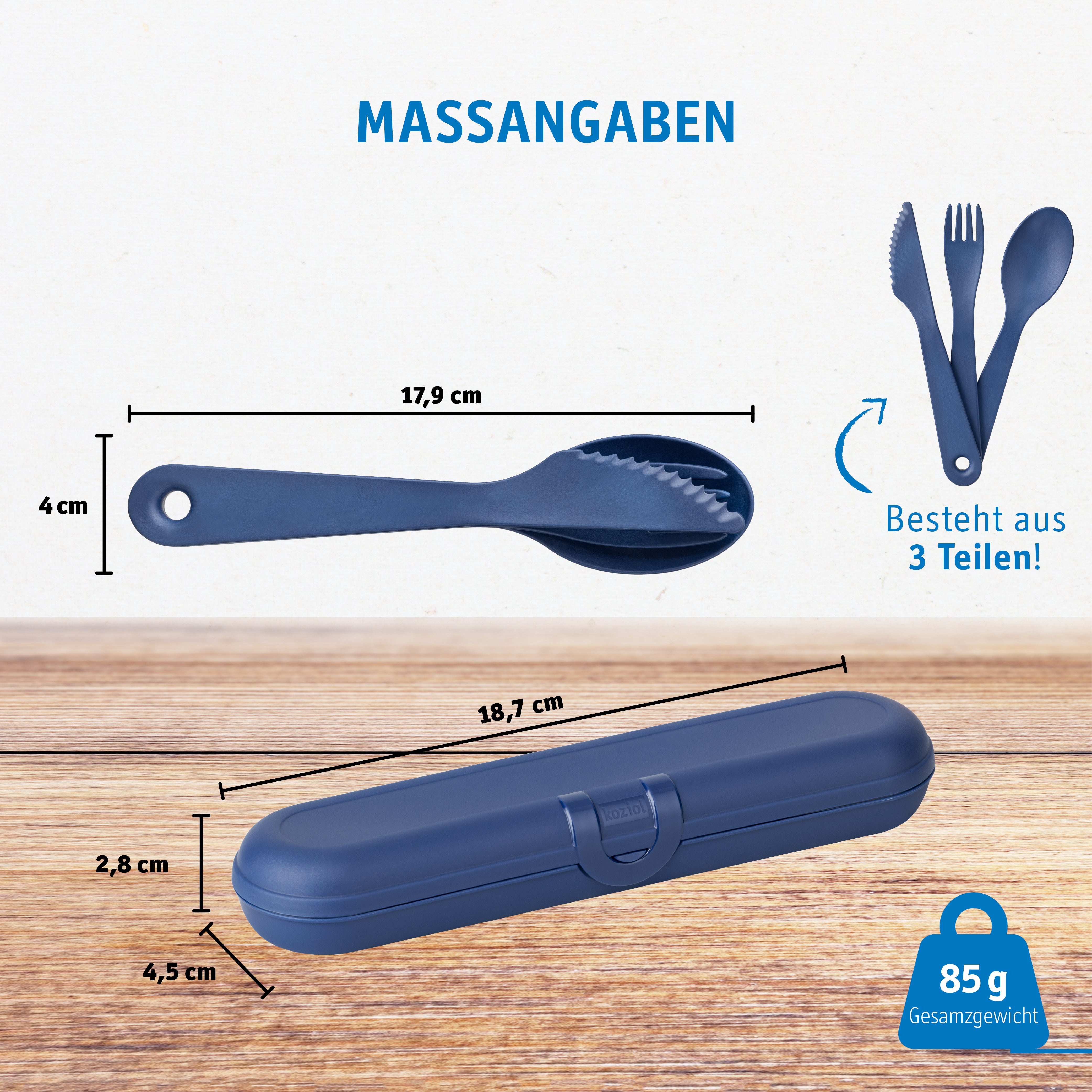 Besteck Etui + Besteckset 3 teilig TWIST READY
