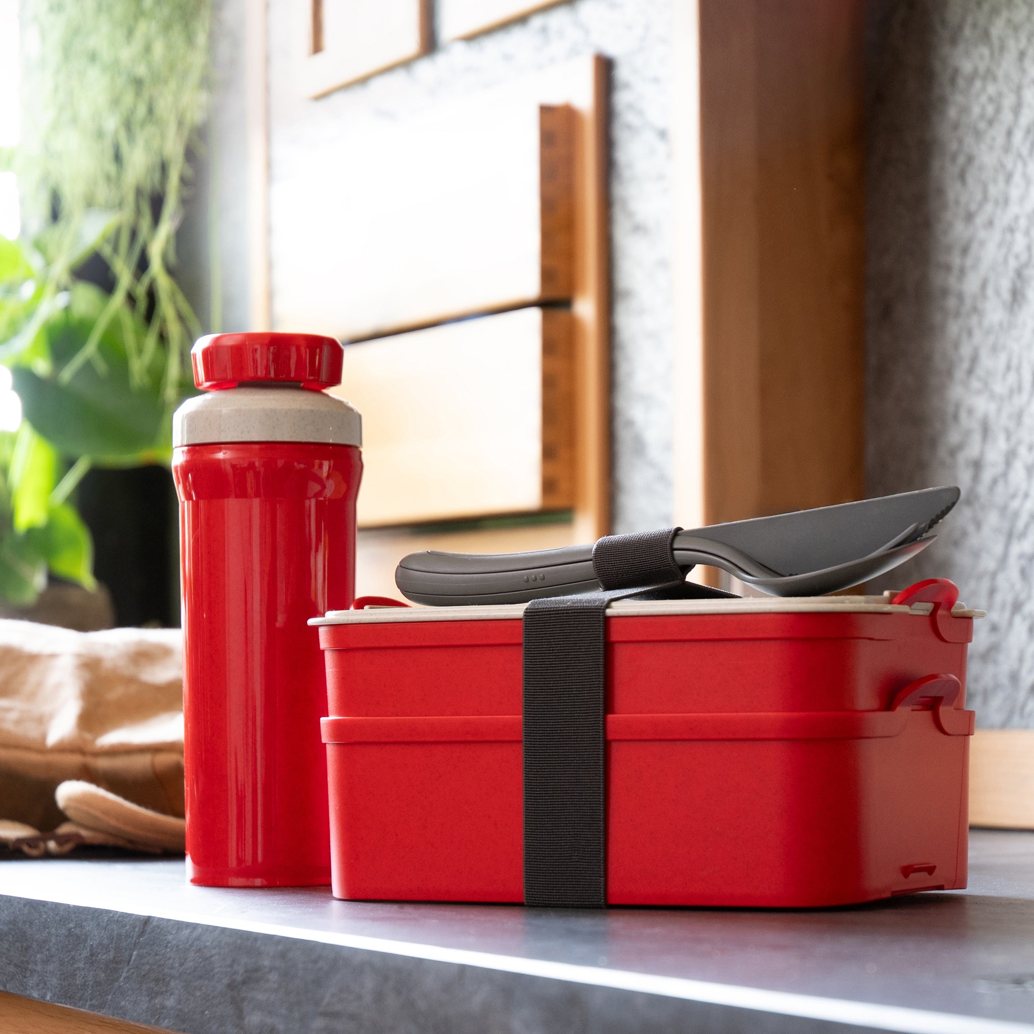 koziol Bentobox 2l+Liquidsafe Box+Besteckset STAKK BENTOBOX READY