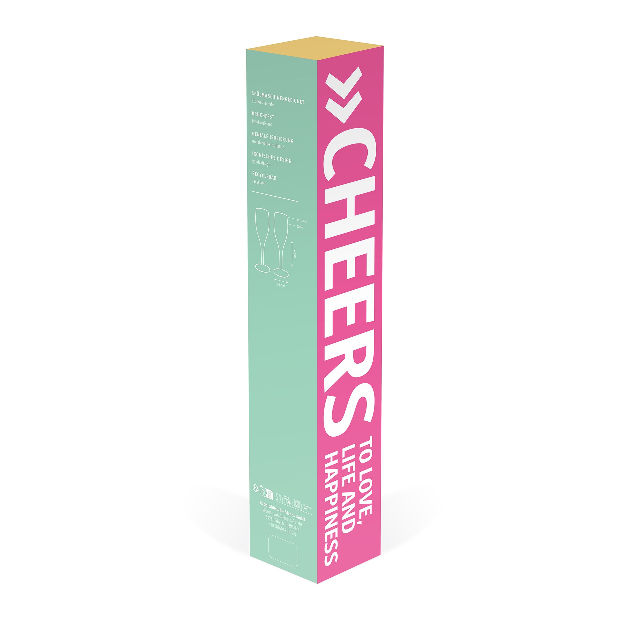 koziol Sektglas mit Druck CHEERS No. 1 CHAOS CREW