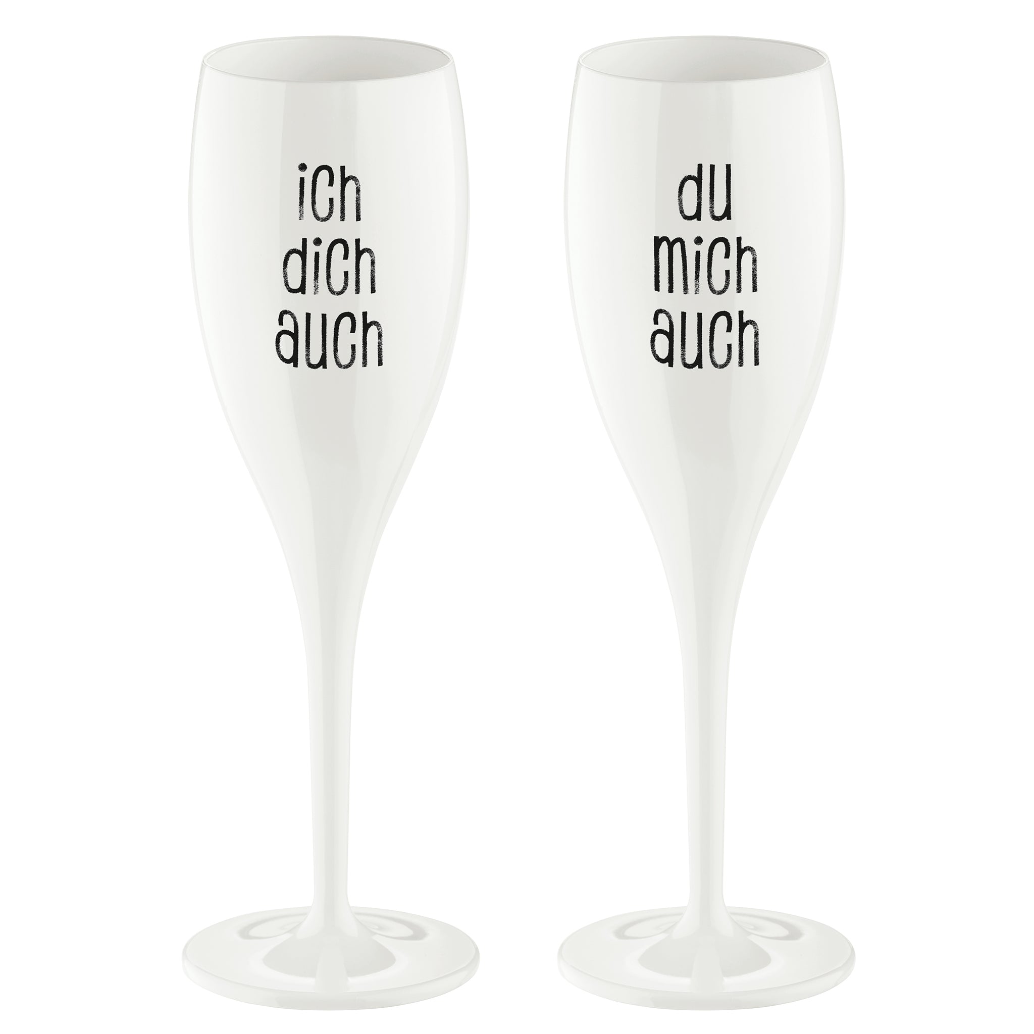koziol Sektglas mit Druck CHEERS No. 1 ICH DICH AUCH DU MICH AUCH