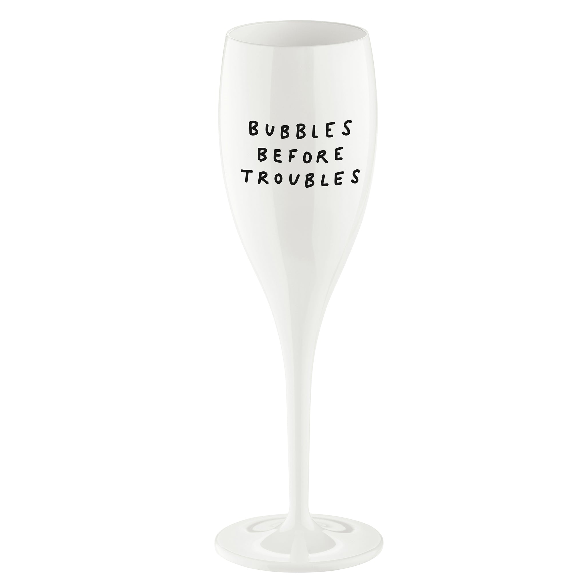 koziol Glas mit Druck CHEERS No. 1 BUBBLES BEFORE TROUBLES