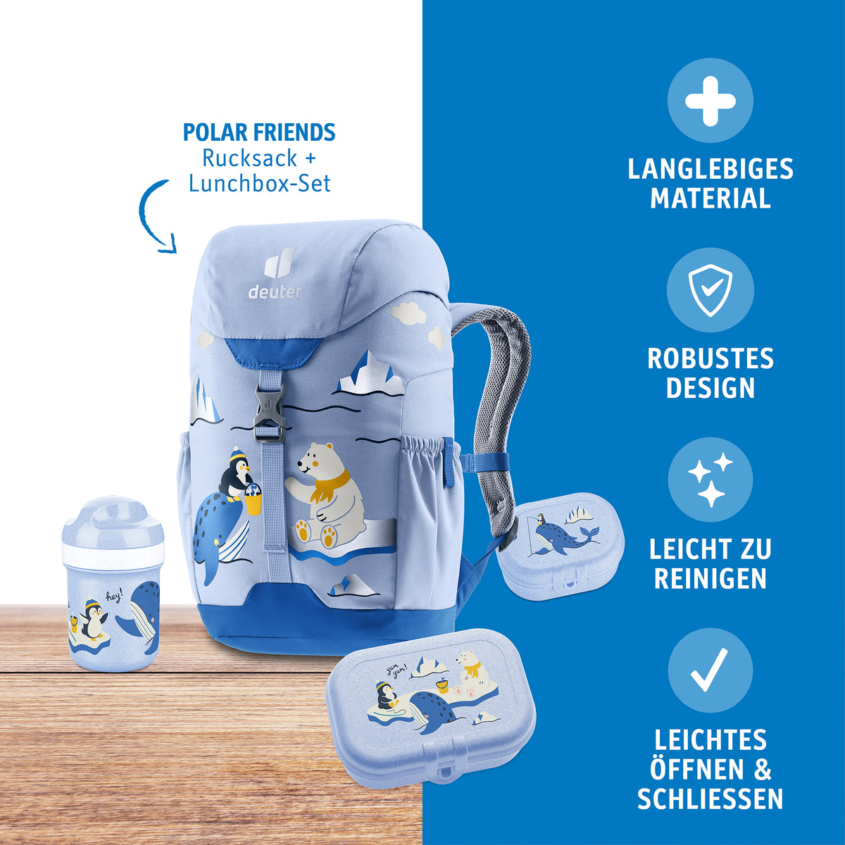 koziol Lunchbox-Set + Trinkflasche + Rucksack