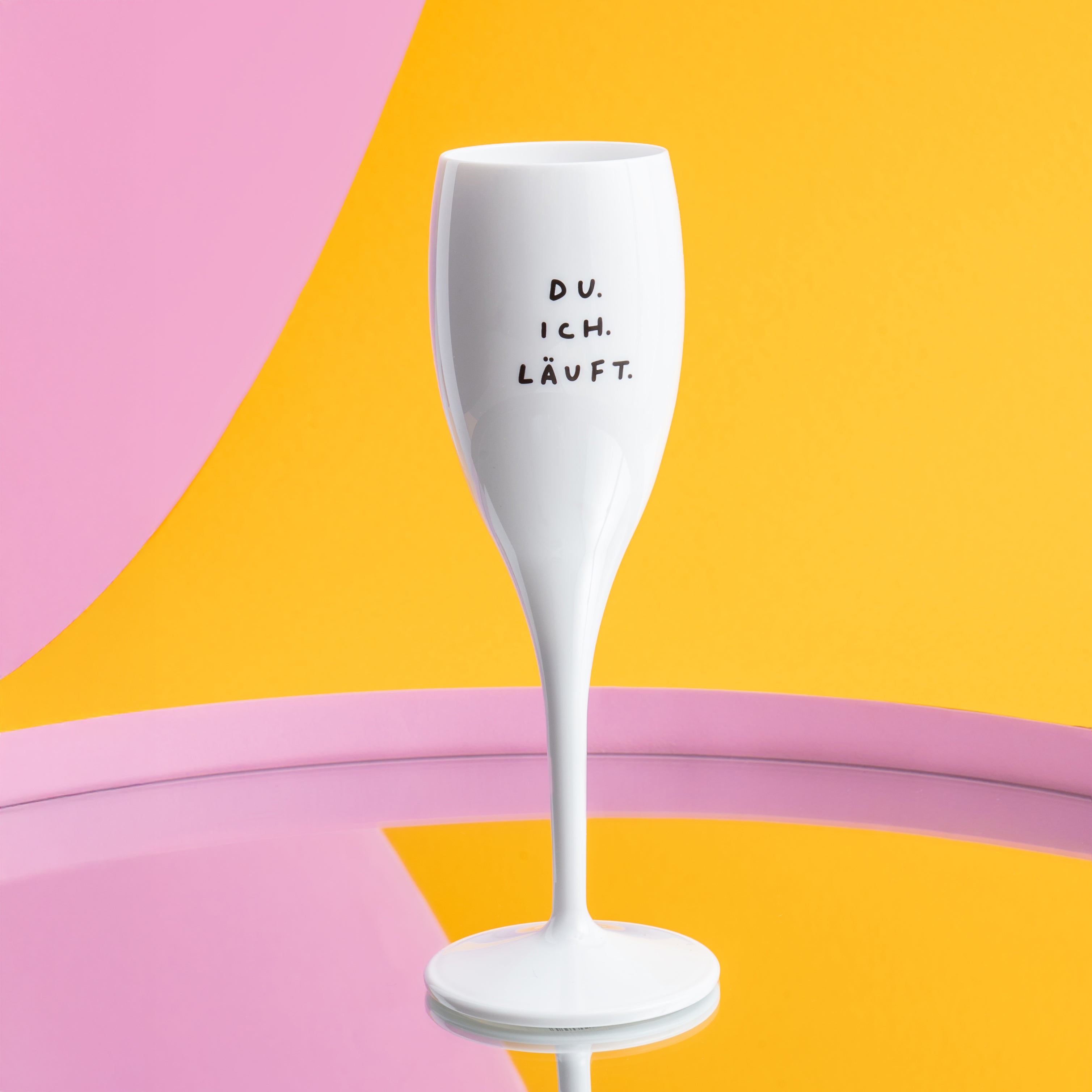 Glas mit Druck CHEERS No. 1 DU ICH LÄUFT.