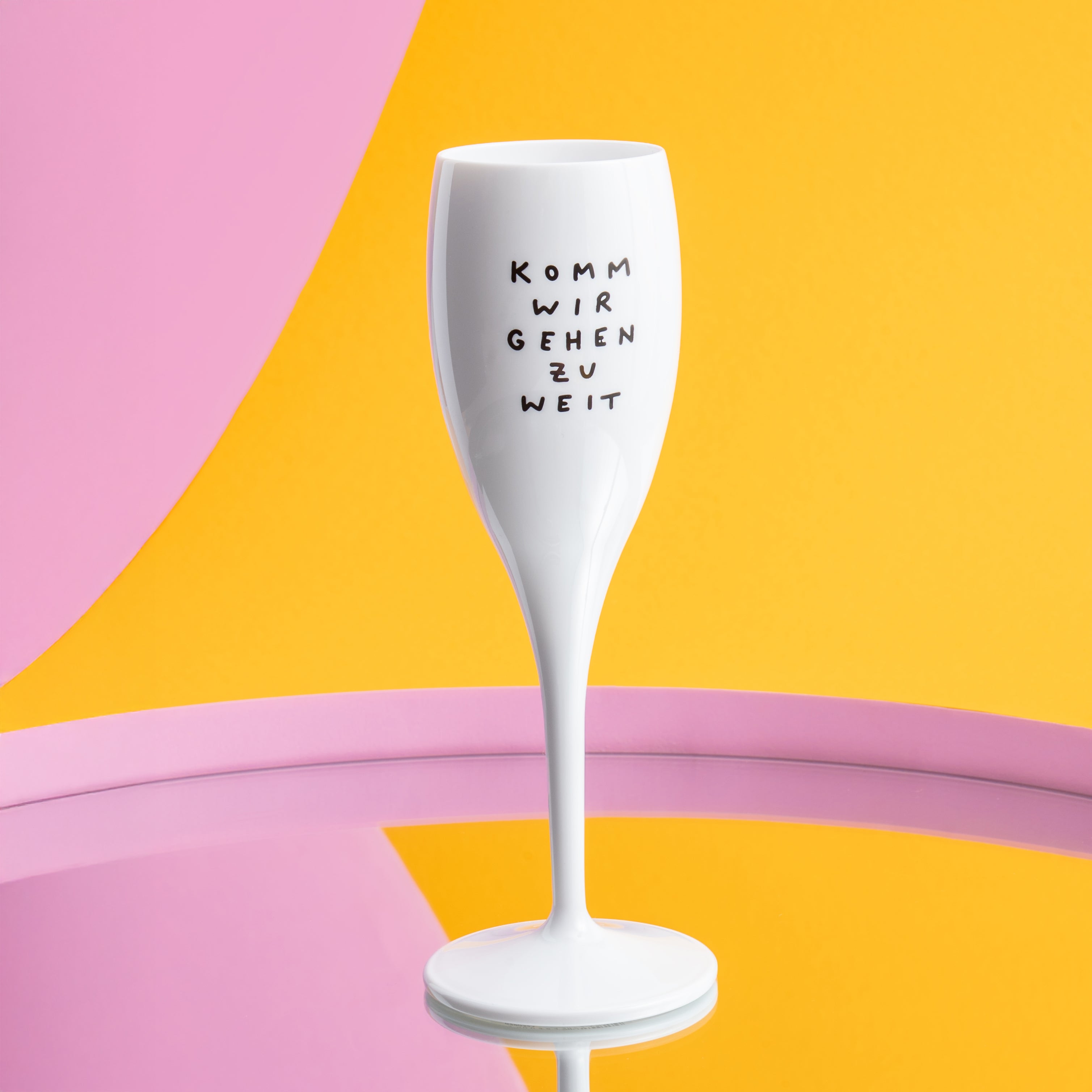 Glas mit Druck CHEERS No. 1 KOMM WIR GEHEN ZU WEIT