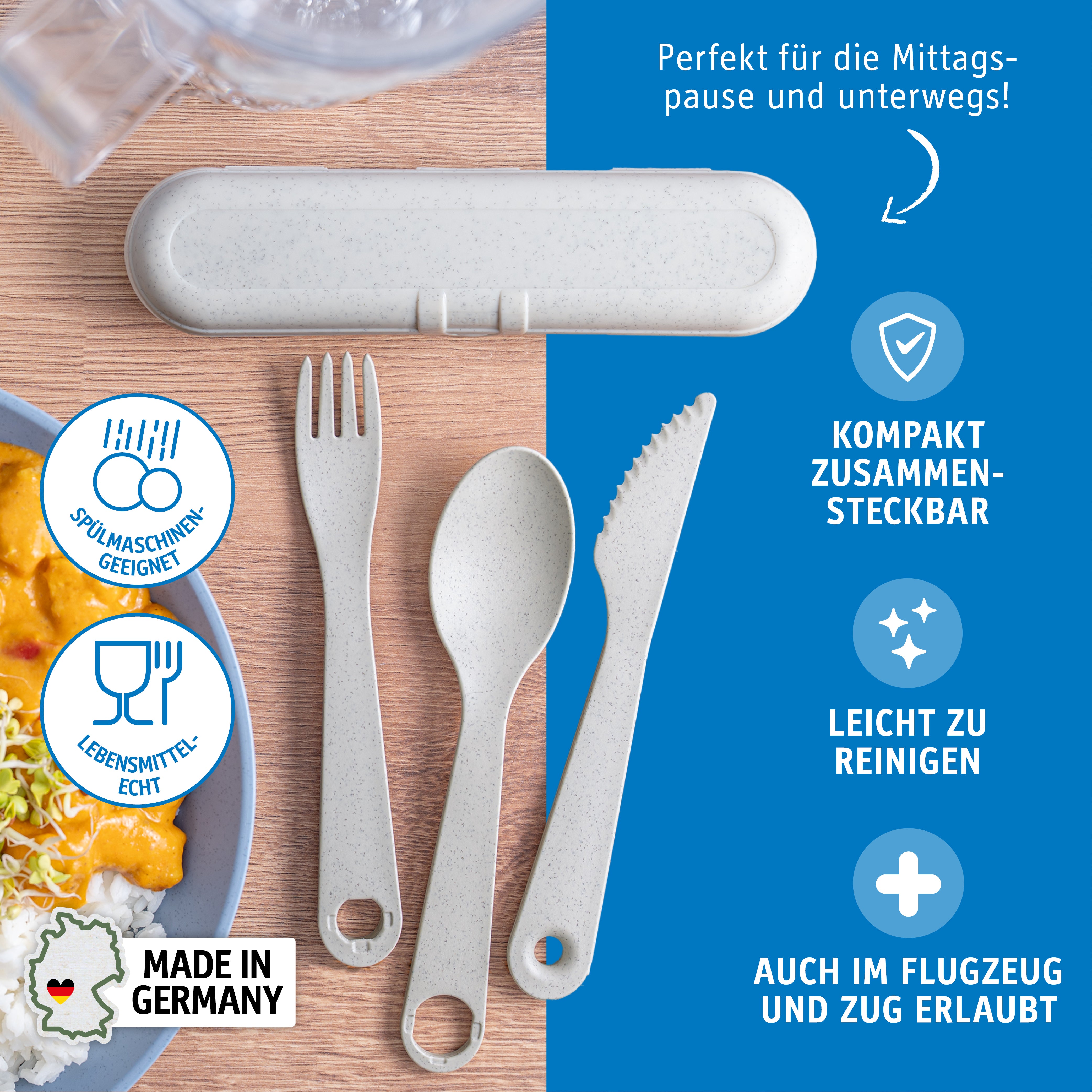 Besteck Etui + Besteckset 3 teilig TWIST READY