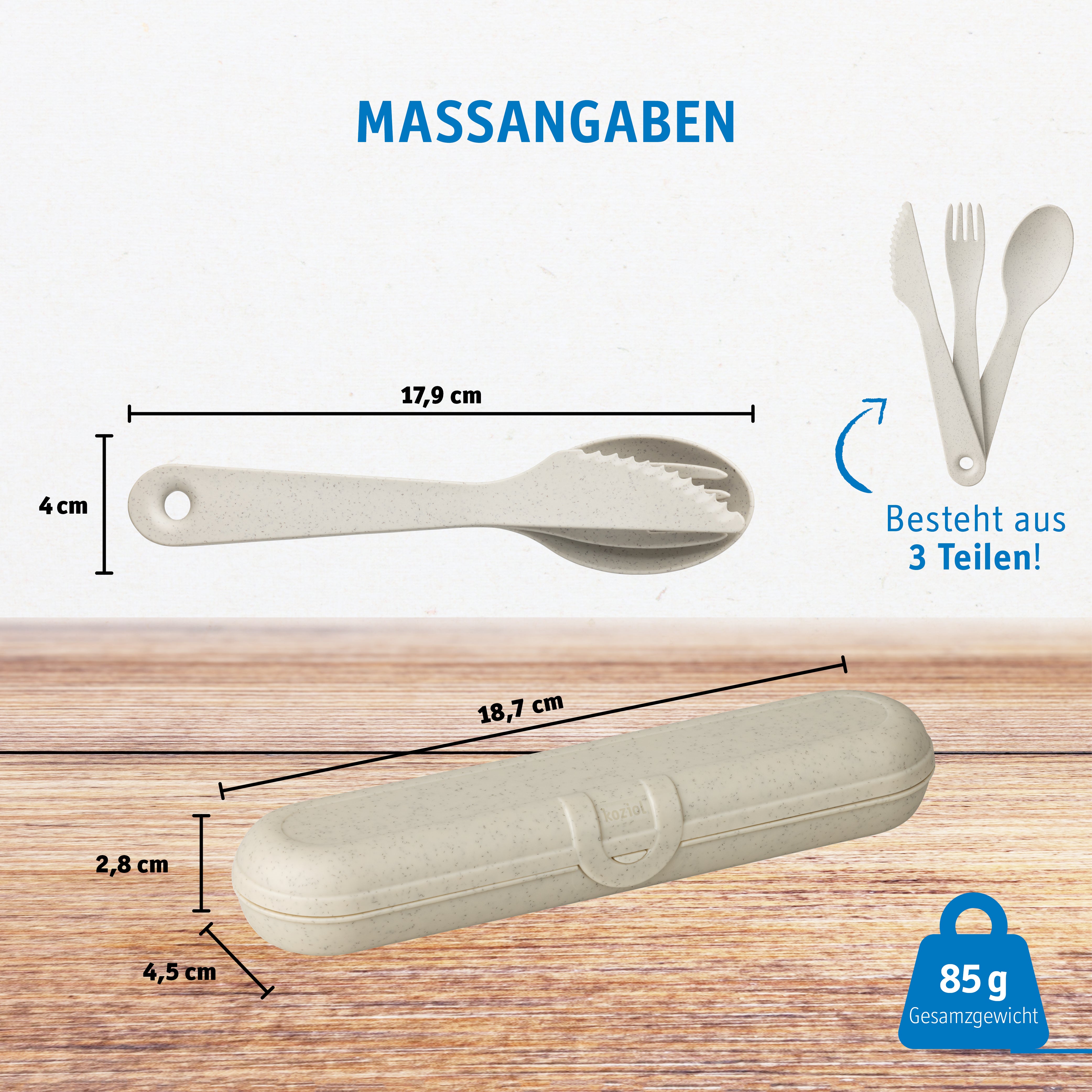 Besteck Etui + Besteckset 3 teilig TWIST READY