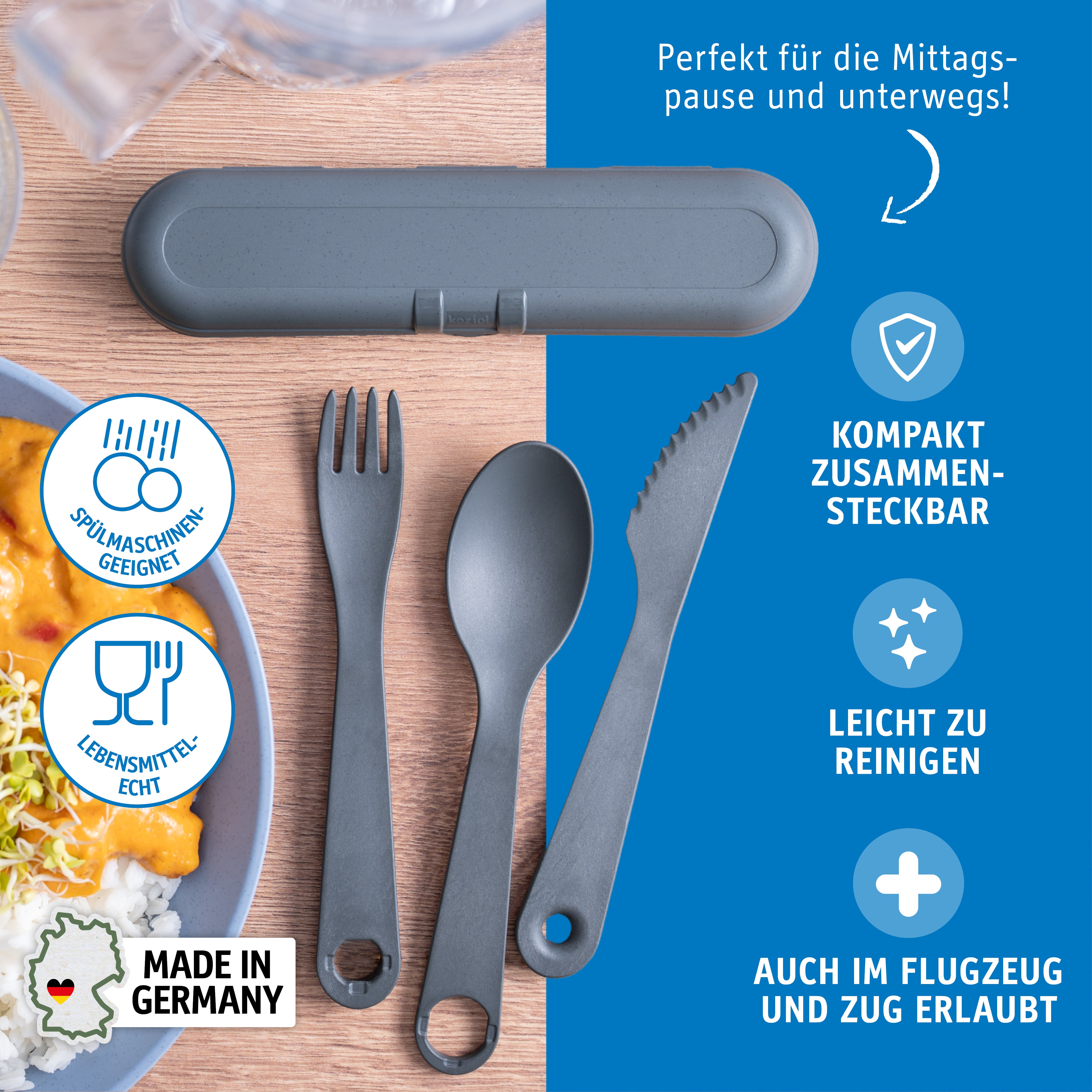 Besteck Etui + Besteckset 3 teilig TWIST READY