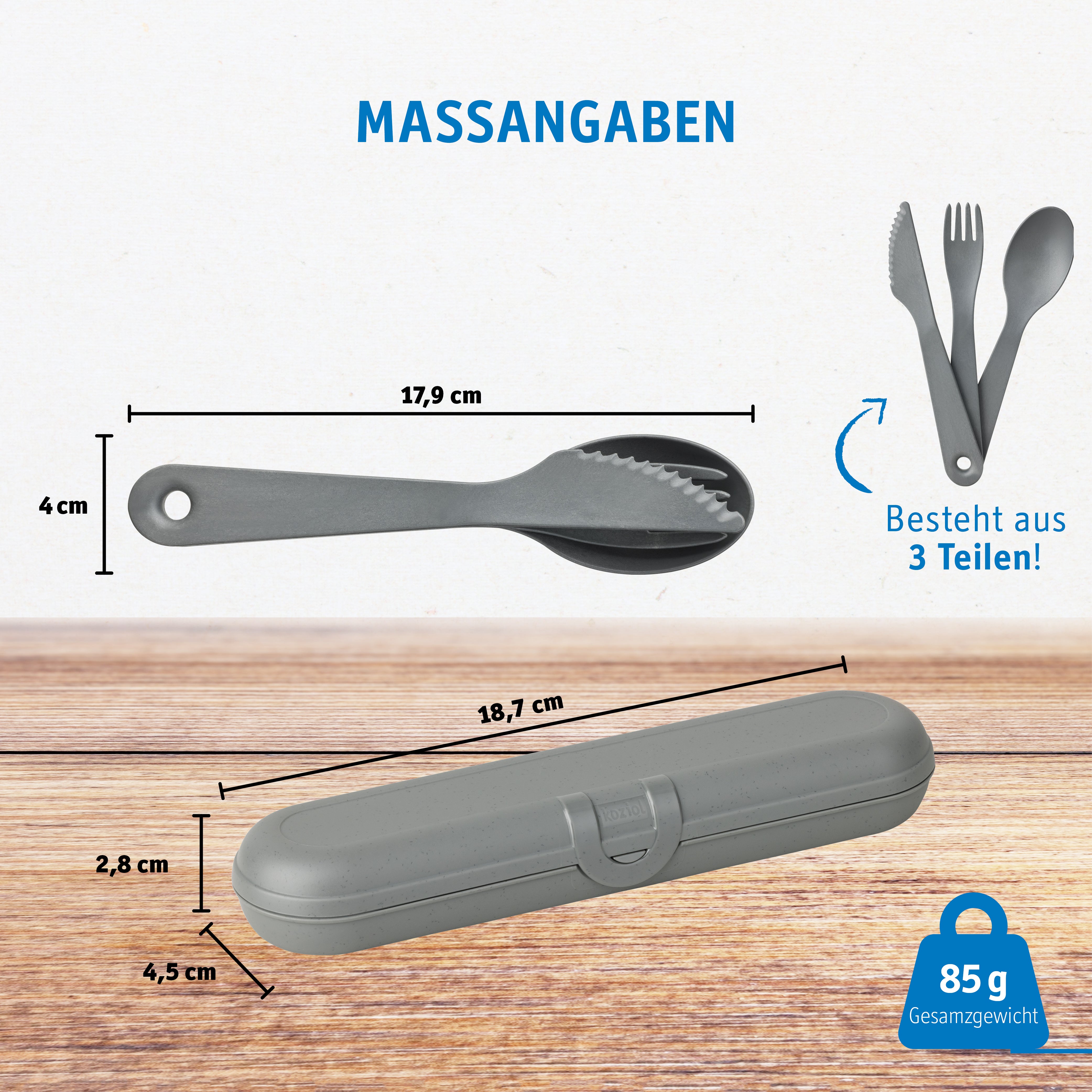 Besteck Etui + Besteckset 3 teilig TWIST READY