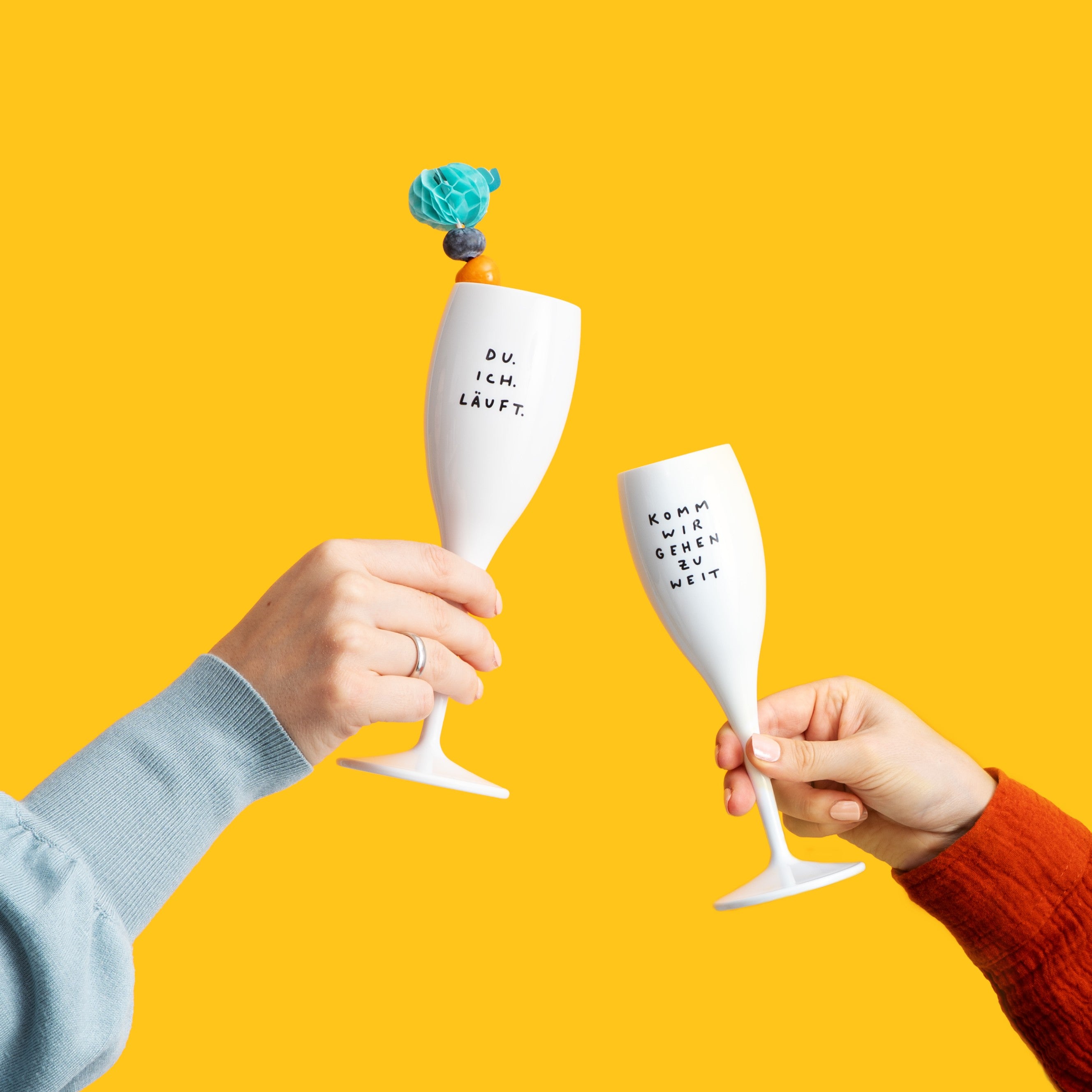 Glas mit Druck CHEERS No. 1 DU ICH LÄUFT.