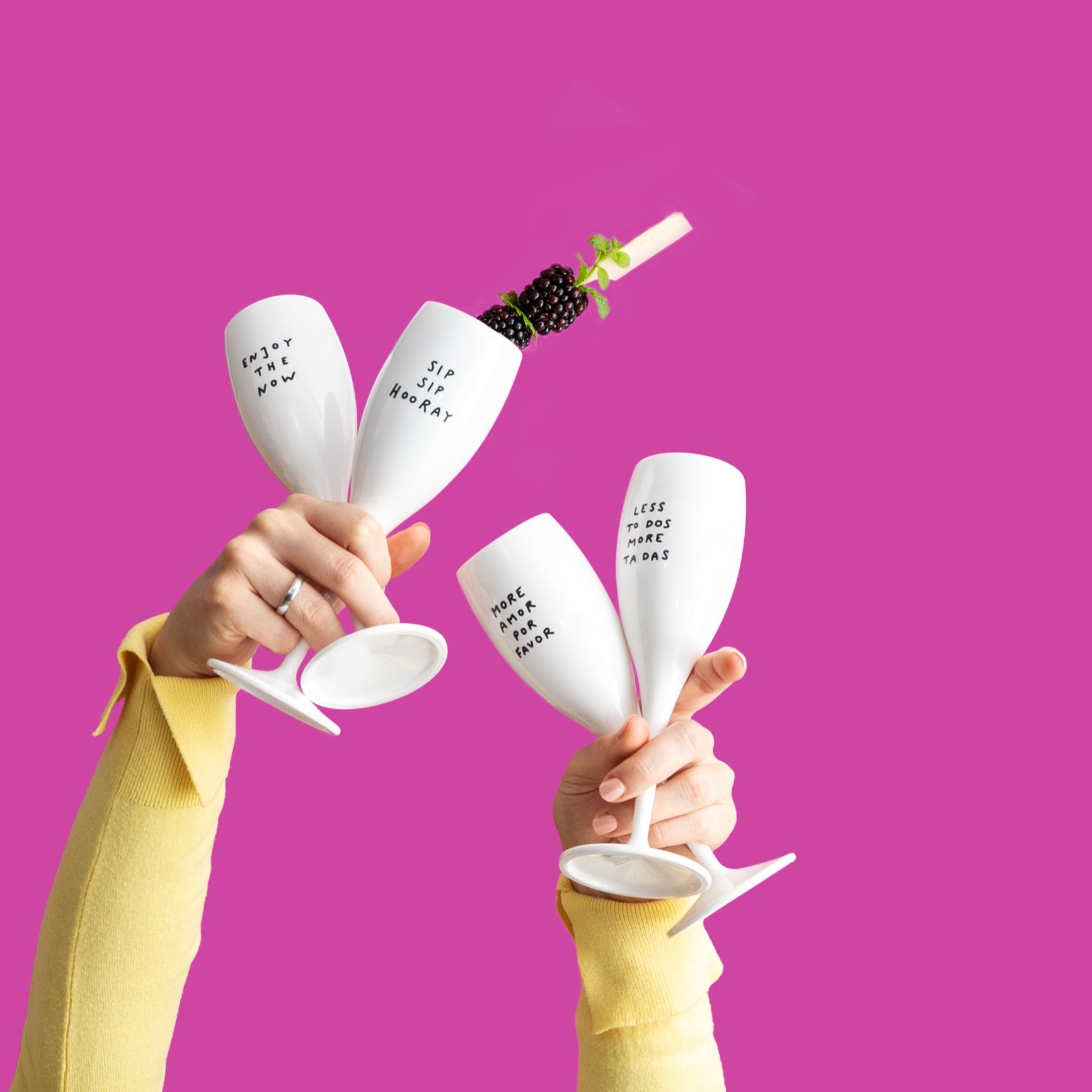 Glas mit Druck CHEERS No. 1 MORE AMOR POR FAVOR