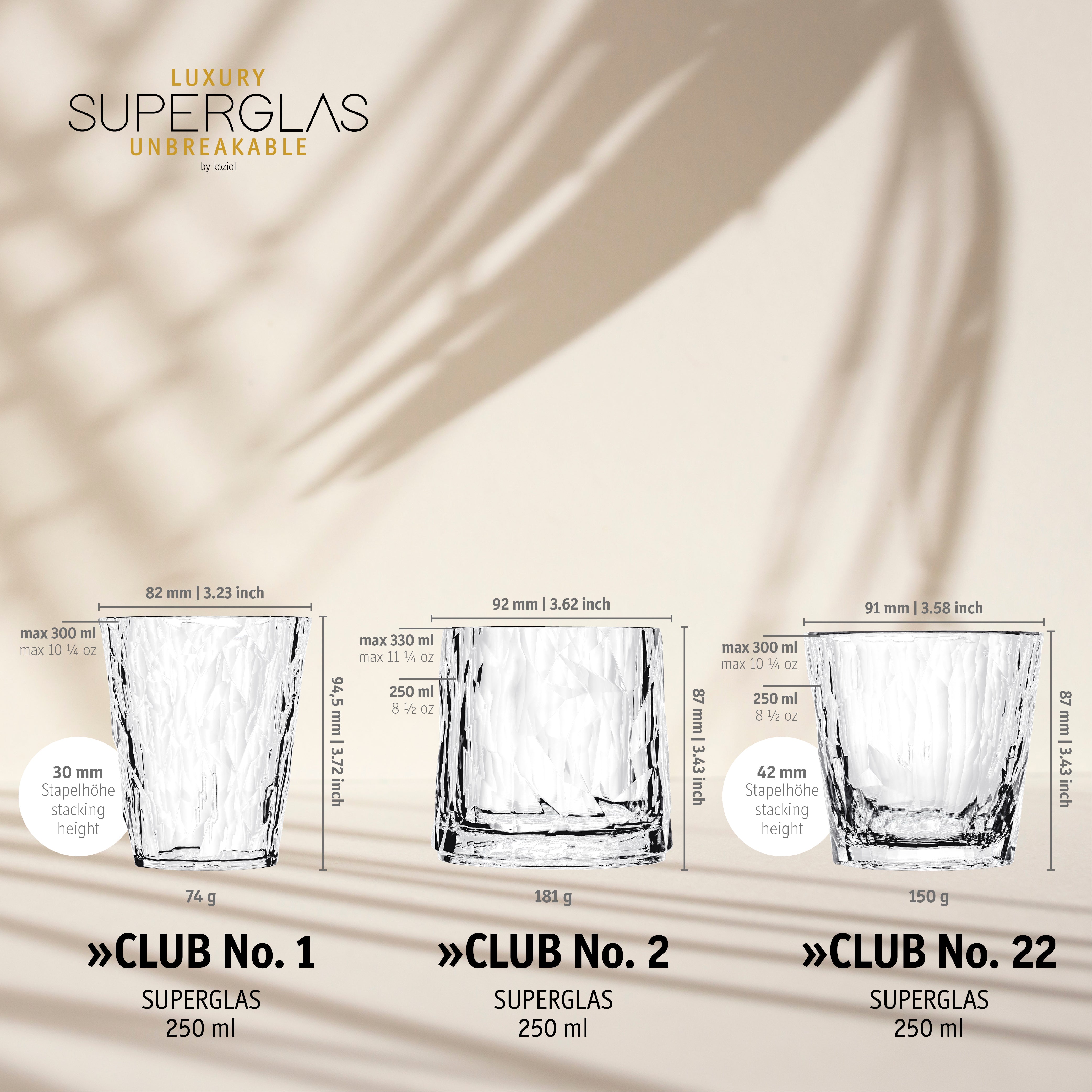 koziol water glass set of 4 Superglas CLUB No. 1