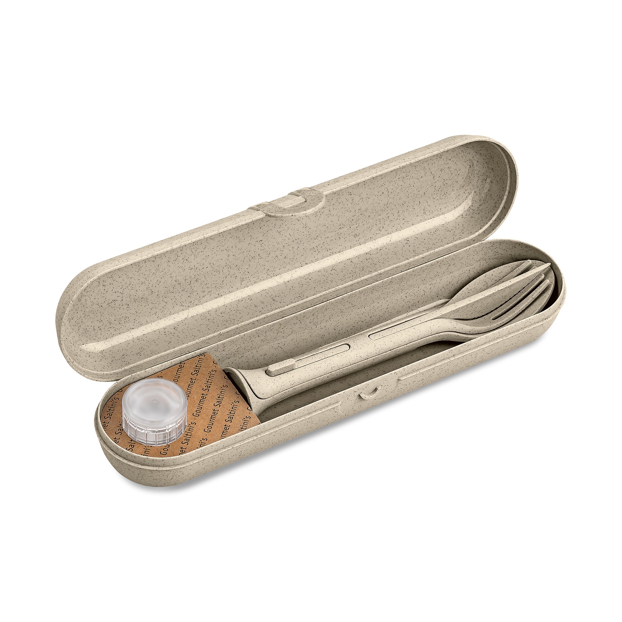 koziol Besteck Etui mit Besteckset und Salzstreuer KLIKK POCKET READY