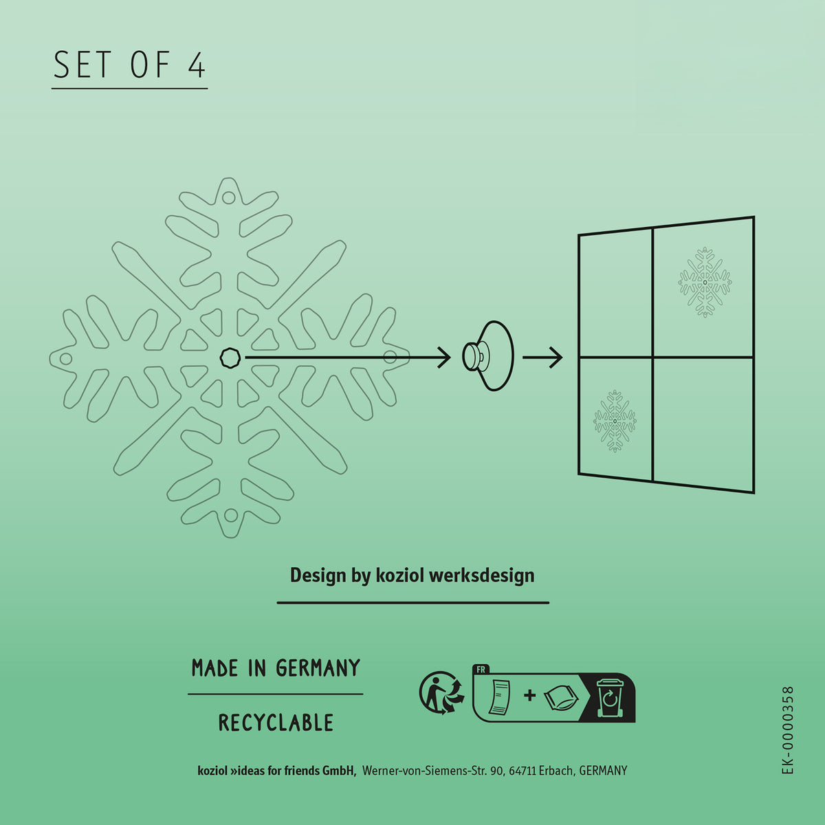 koziol Fensterdekoelement mit Saugnapf CRISTAL