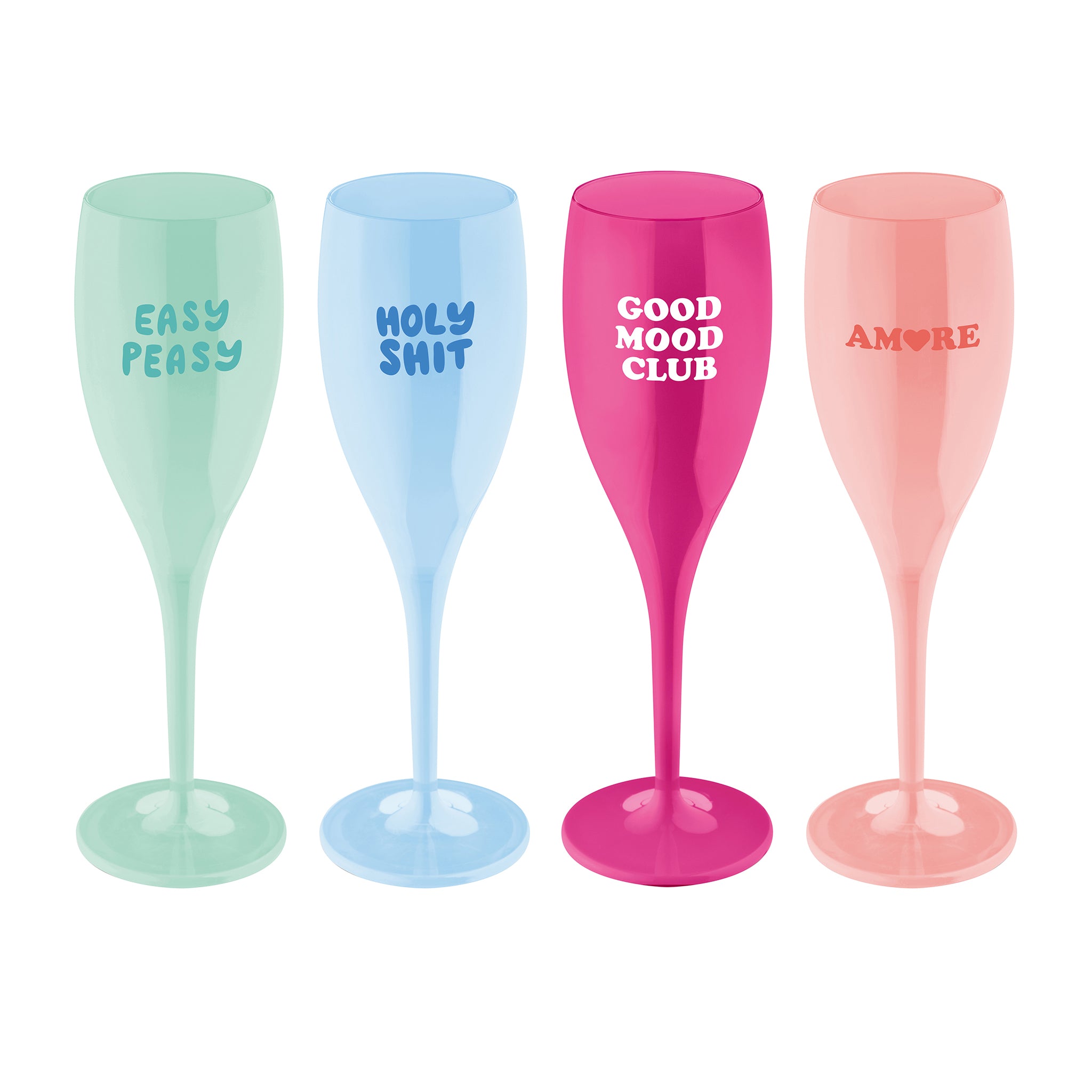 koziol Glas mit Druck 4 Motive CHEERS No. 1 COLOR UP