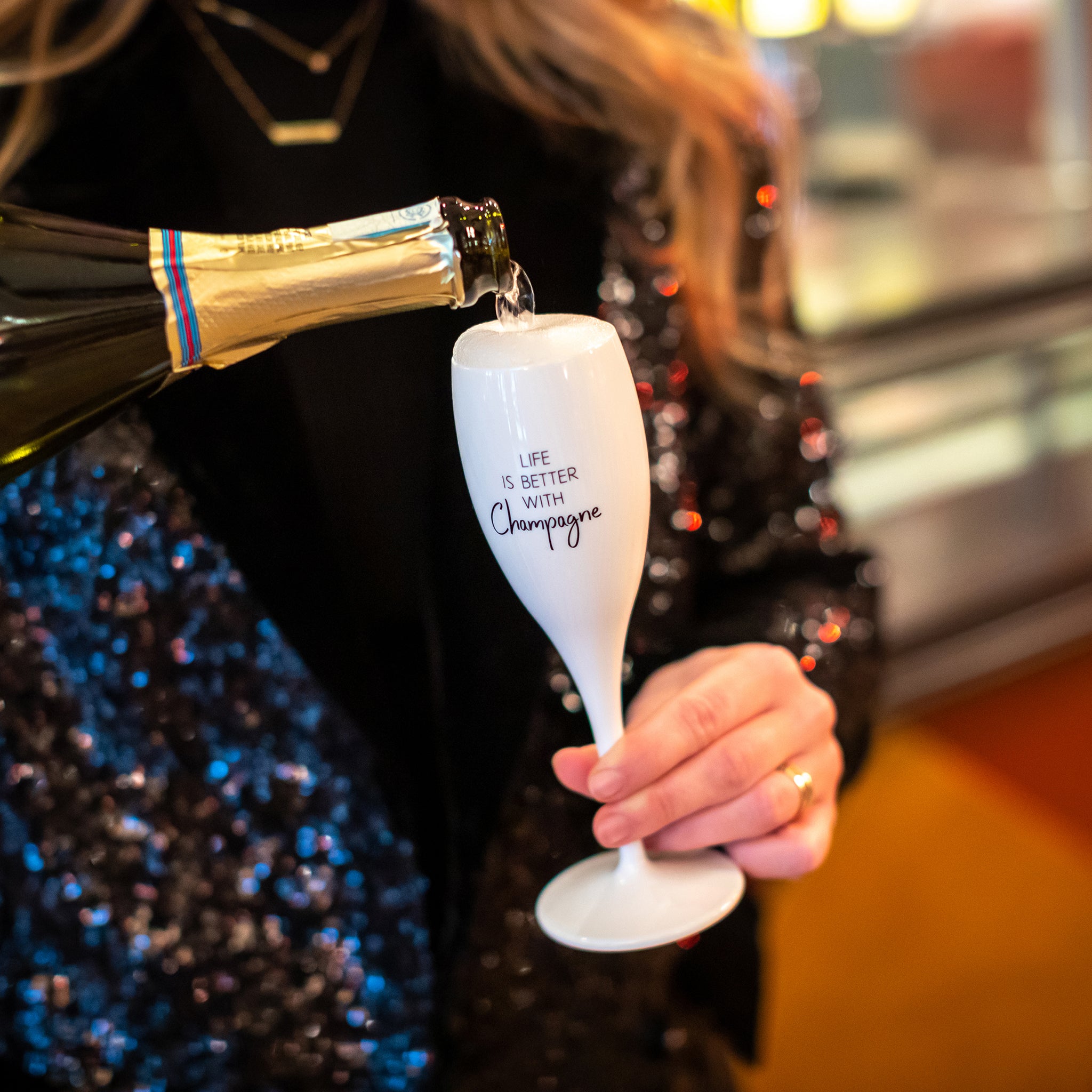 koziol Glas mit Druck CHEERS No. 1 LIFE IS BETTER WITH CHAMPAG