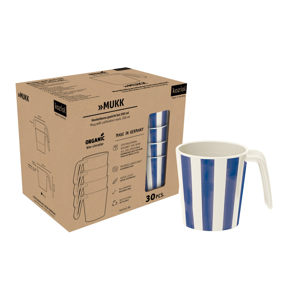 koziol Henkeltasse MUKK STRIPES BLUE