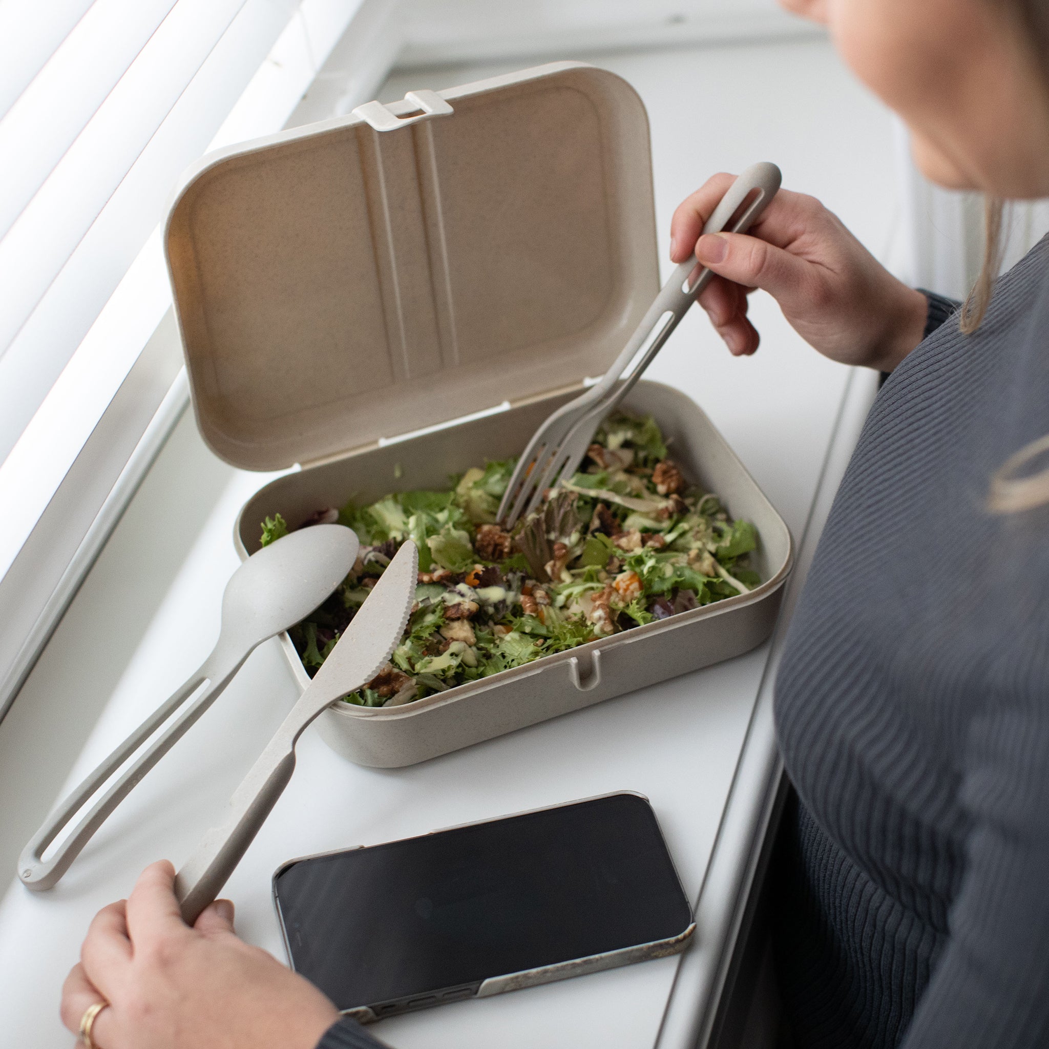 PASCAL L Lunchbox Mit Trennsteg – Groß, Praktisch, In Ash Grey