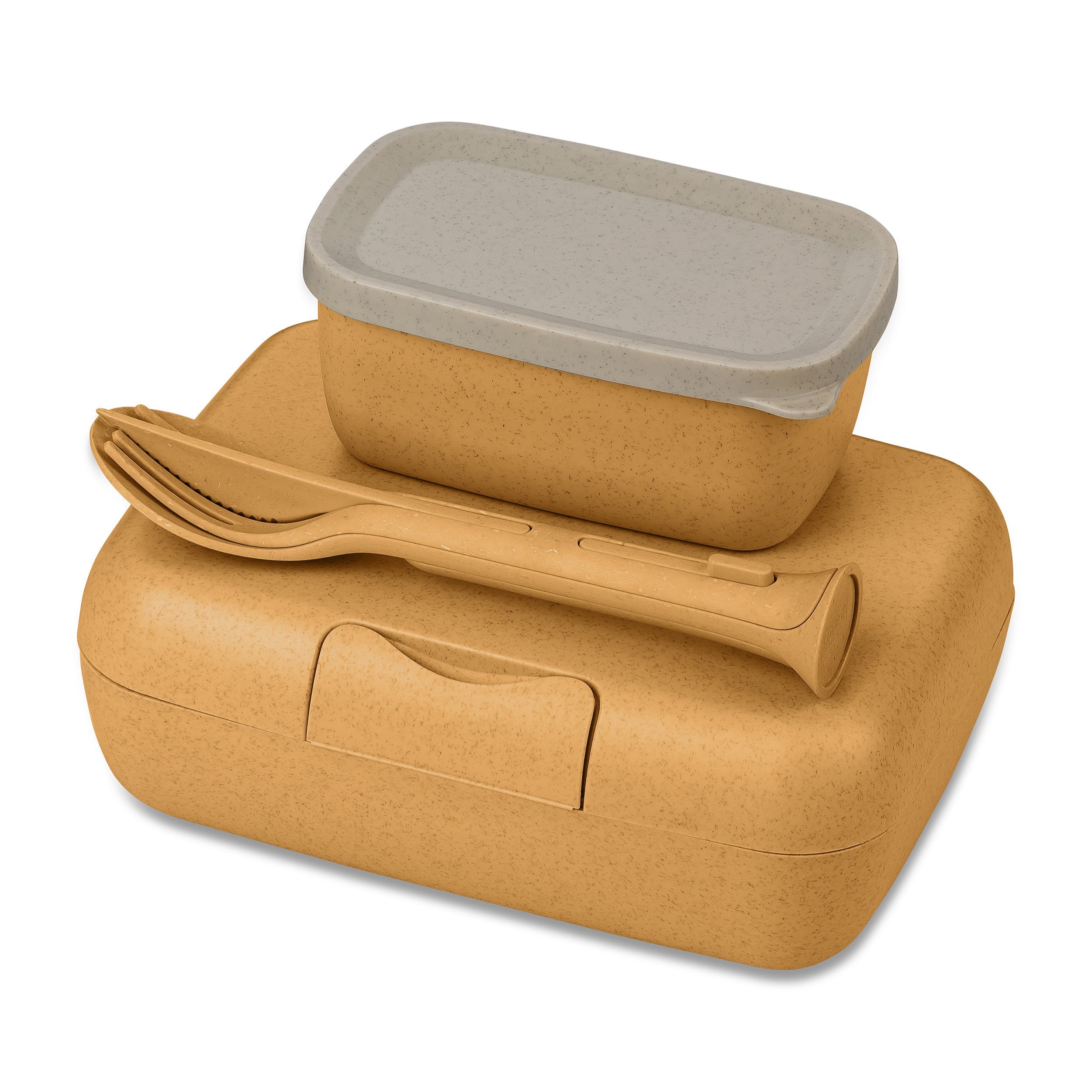 koziol Lunchbox-Set + Besteck-Set CANDY READY nature wood