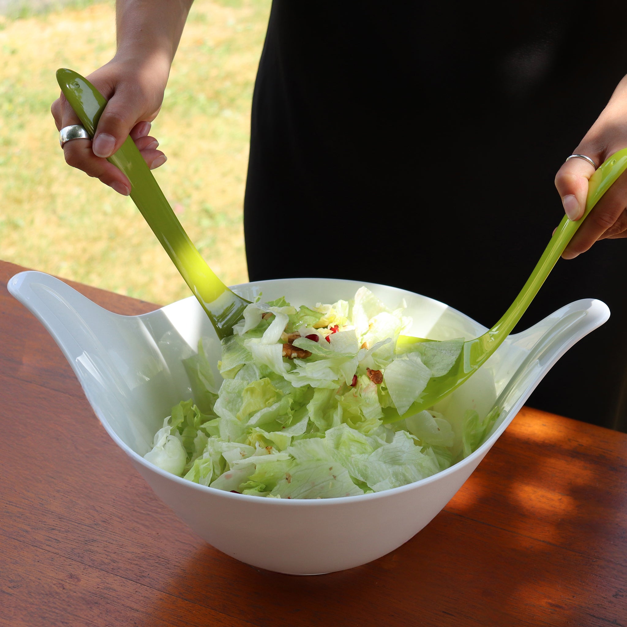 koziol Salatschale mit Besteck LEAF 2.0