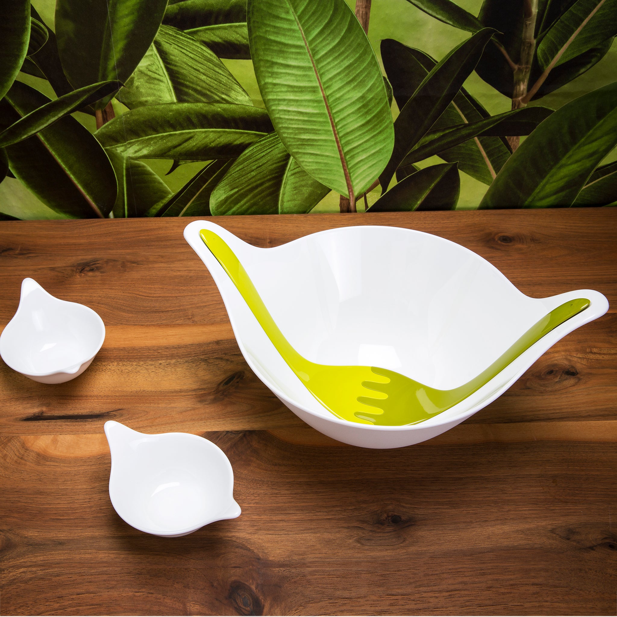 koziol Salatschale mit Besteck LEAF 2.0