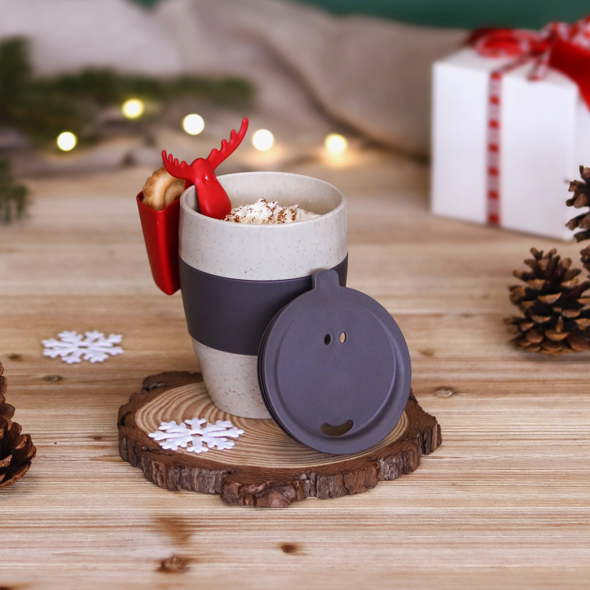 koziol Thermobecher mit Deckel 400ml und Tassenutensilo AROMA TO GO SET