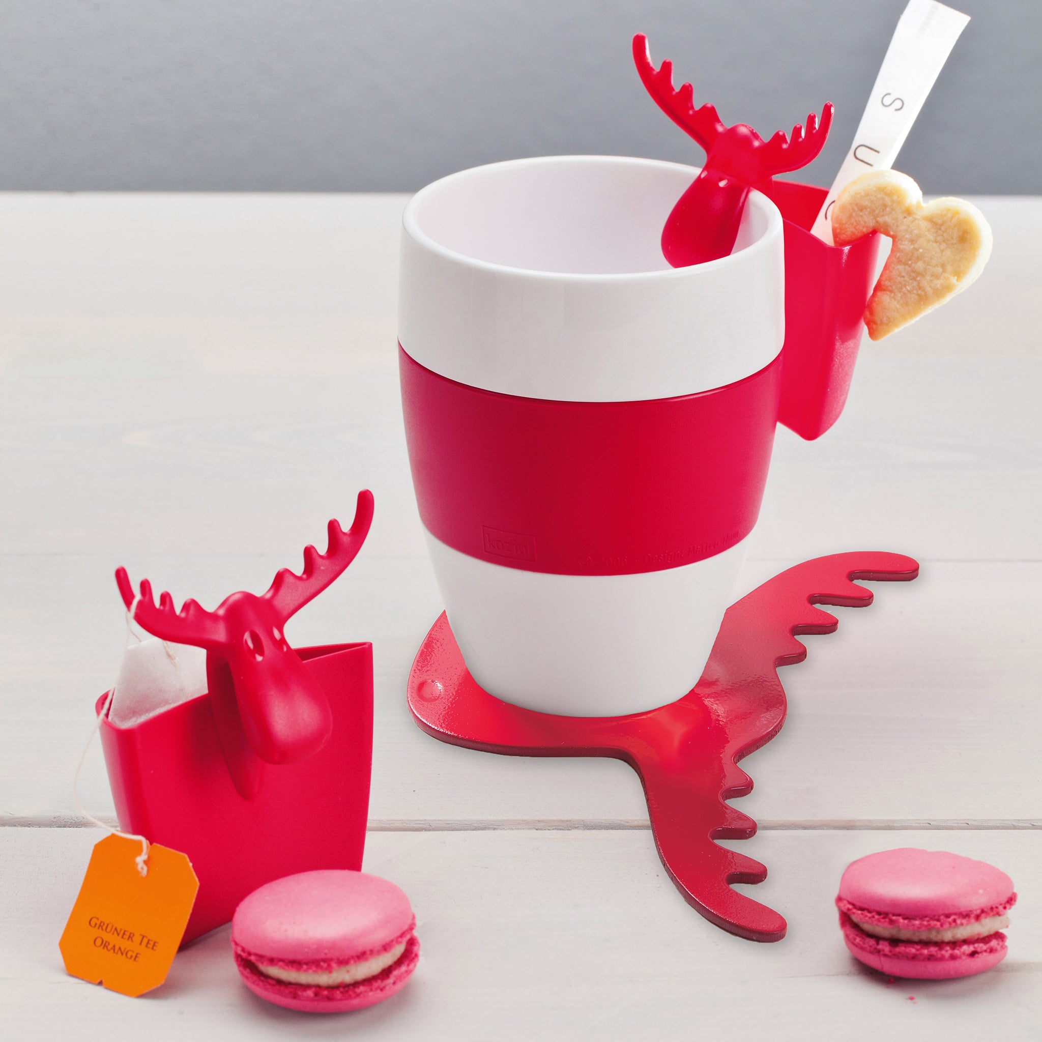 koziol Thermobecher mit Deckel + Tassenutensilo AROMA TO GO RUDOLF SET
